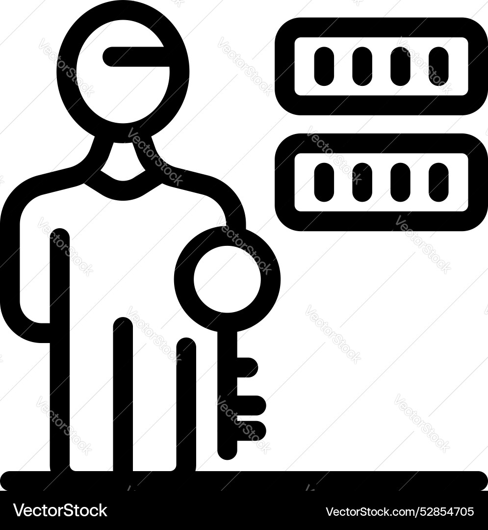 System administrator holding key accessing server System administrator holding key accessing server vector image