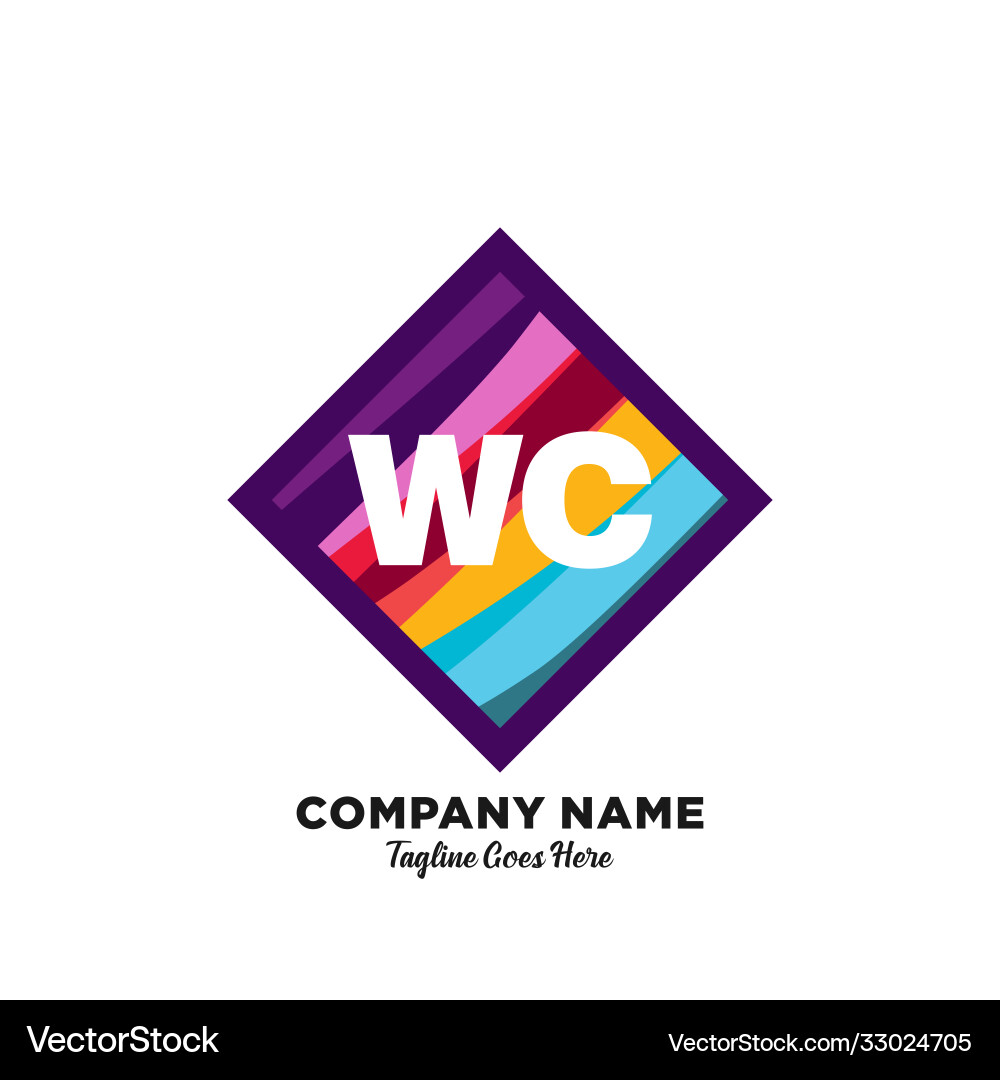 Wc initial logo with colorful template Vector Image