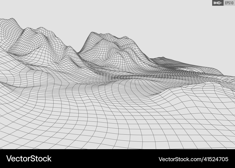 Wireframe Landschaft auf weißem Hintergrund abstrakt Wireframe Landschaft auf weißem Hintergrund abstrakt vektorbild