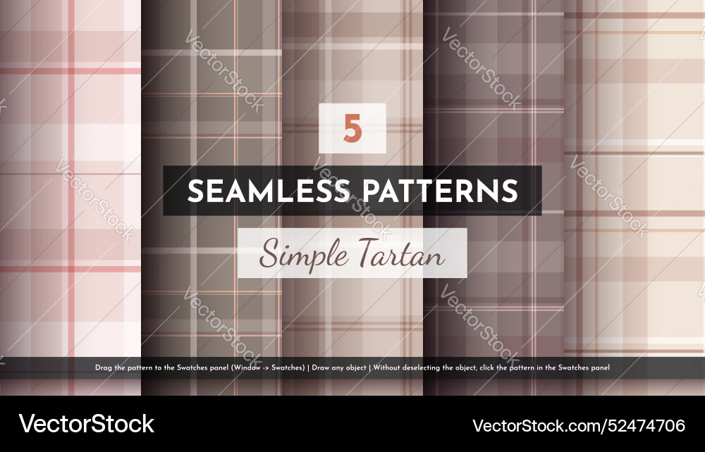 10 seamless simple tartan patterns vector image