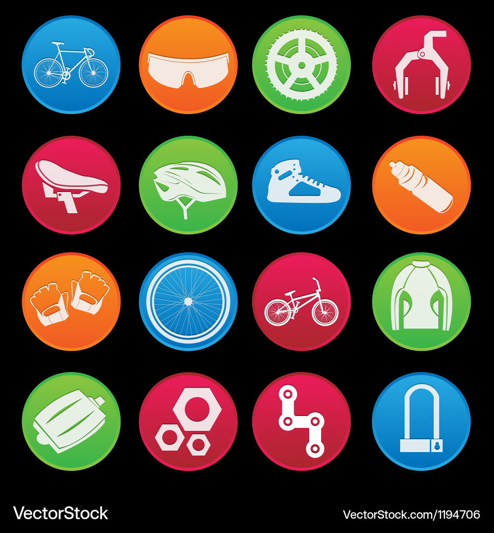 Bicycle icon set gradient style Royalty Free Vector Image