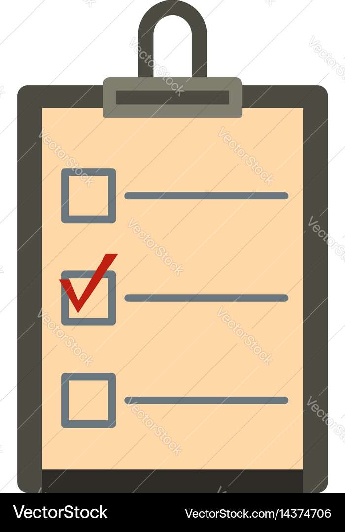 Checklist with box and red mark icon isolated vector image