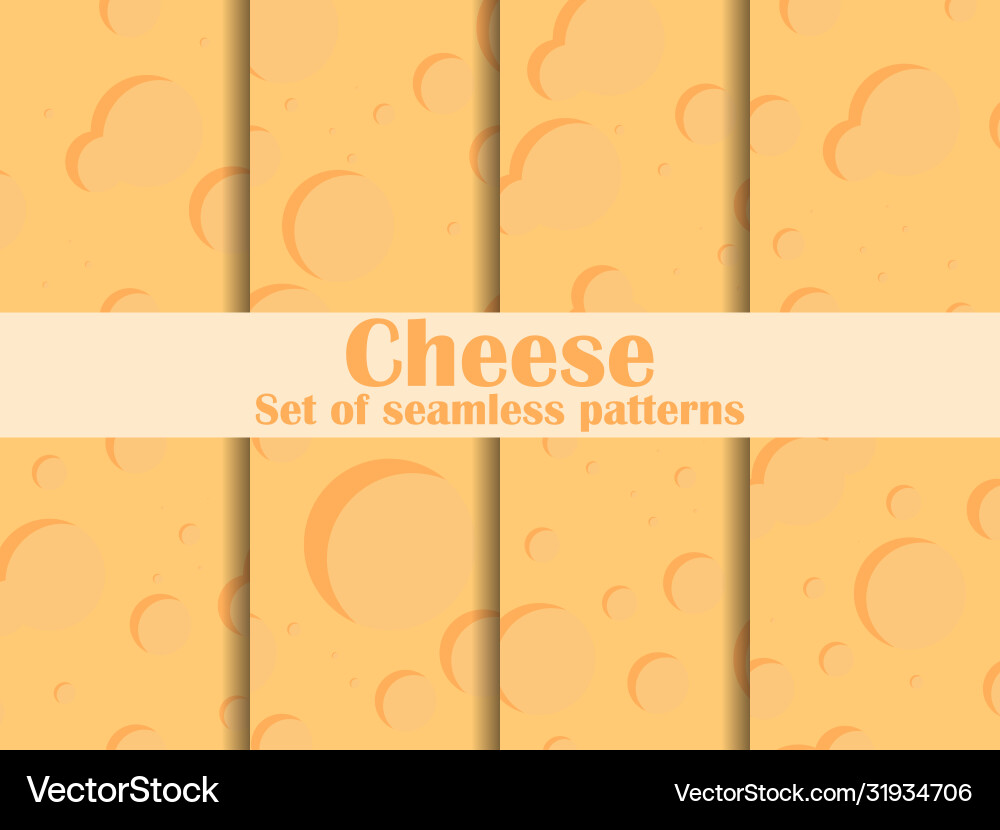 Cheese texture seamless pattern set surface Cheese texture seamless pattern set surface vector image