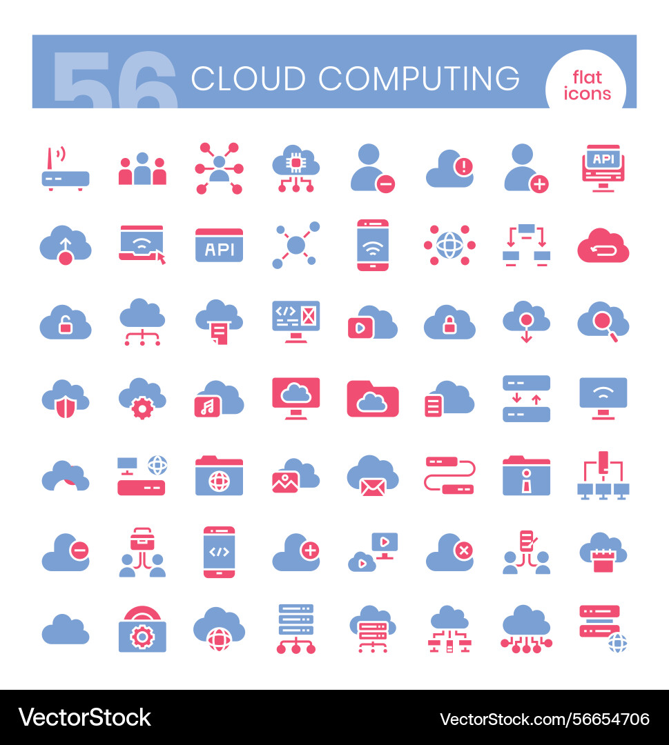 Cloud computing icons bundle flat two-color Cloud computing icons bundle flat two-color vector image