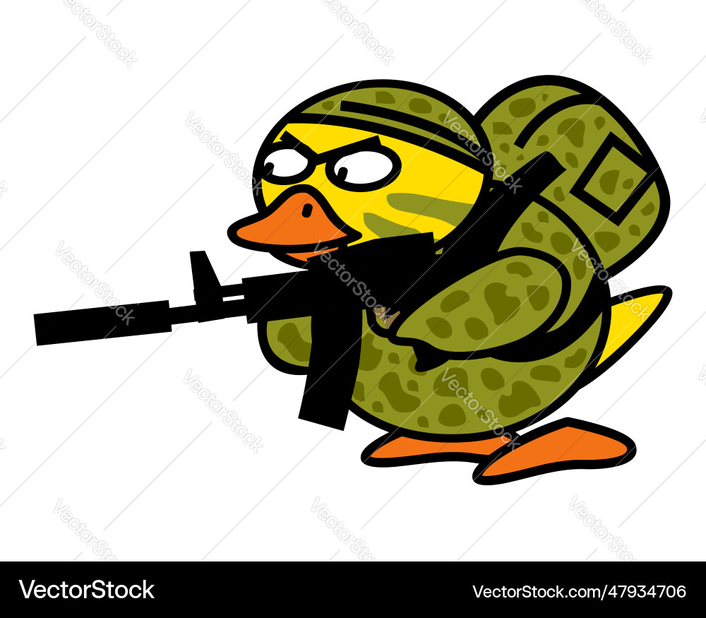 Duckling as a real commando Duckling as a real commando Vector Image