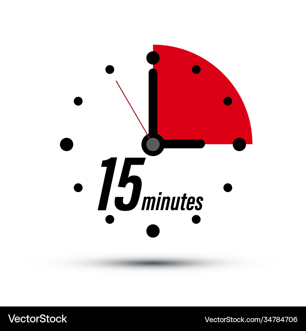 Fifteen minutes analogue clock symbol - 15 minute