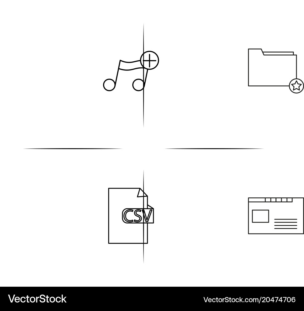 Files and folders sign simple linear icons set vector image