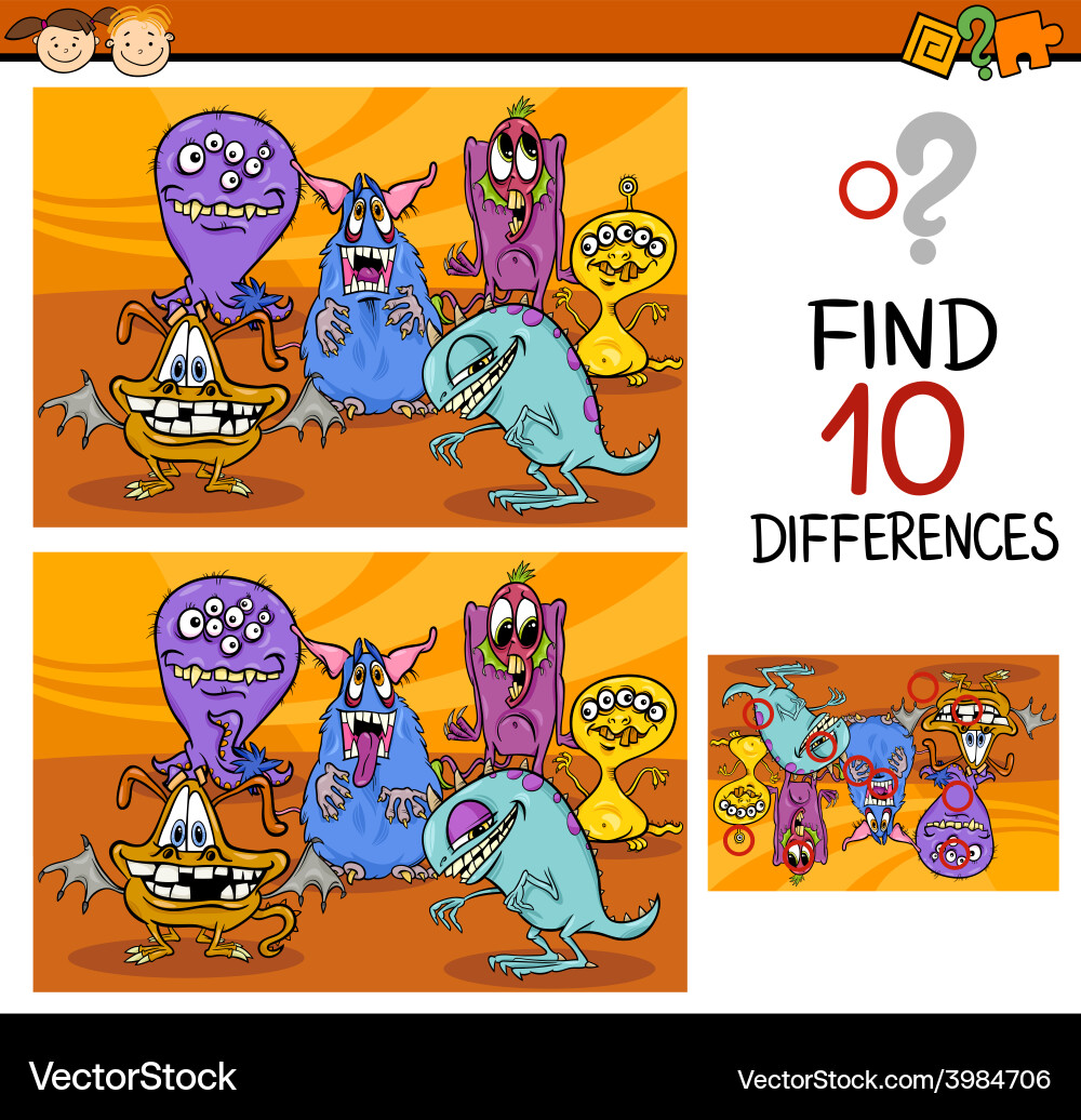 Finding differences game cartoon vector image