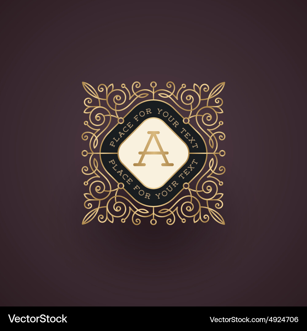 Flourishes vintage frame with monogram Vector Image