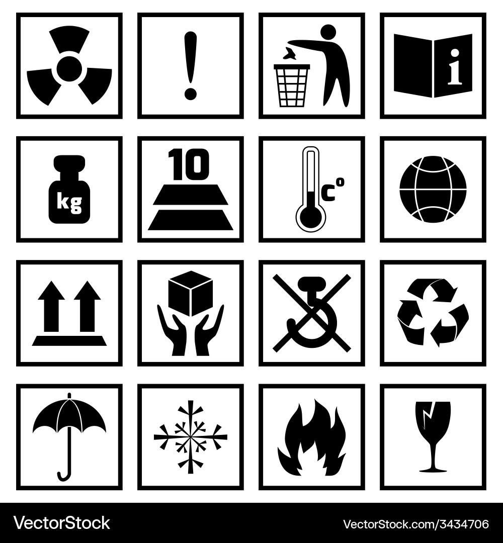 Fragile Handling Packing Icons vector image