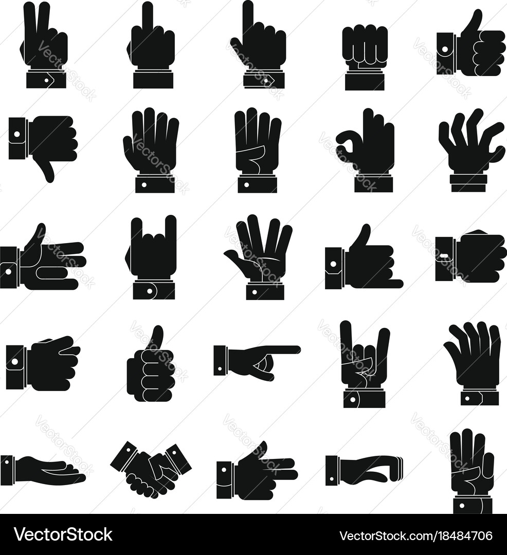 Gesture icons set simple style Vector Image