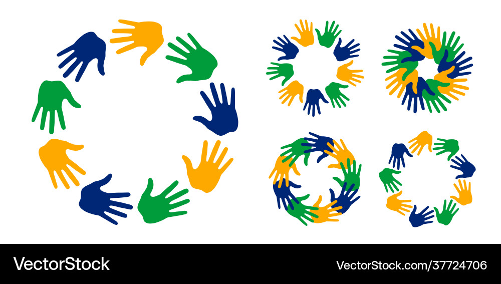 Hand print icons using brazil flag colors set Hand print icons using brazil flag colors set vector image