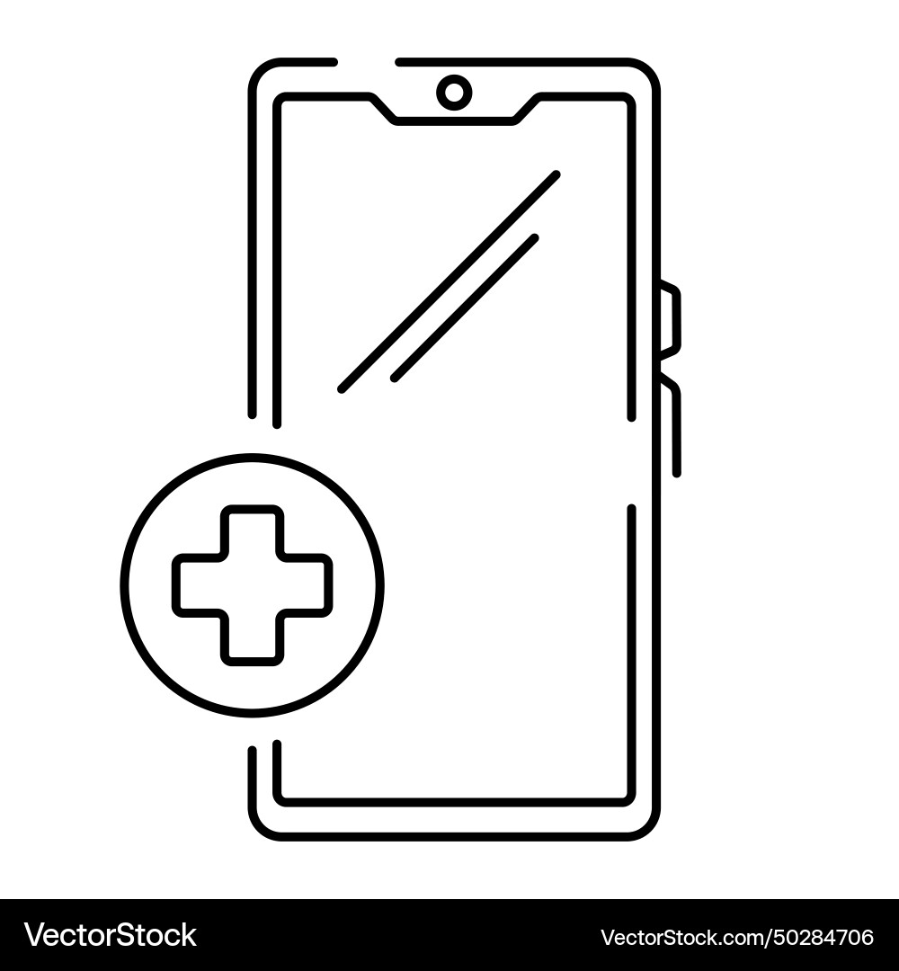 Isolated line icon smartphone with cross Vector Image