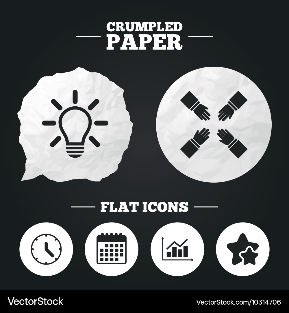 Lamp idea and clock time graph chart diagram vector image