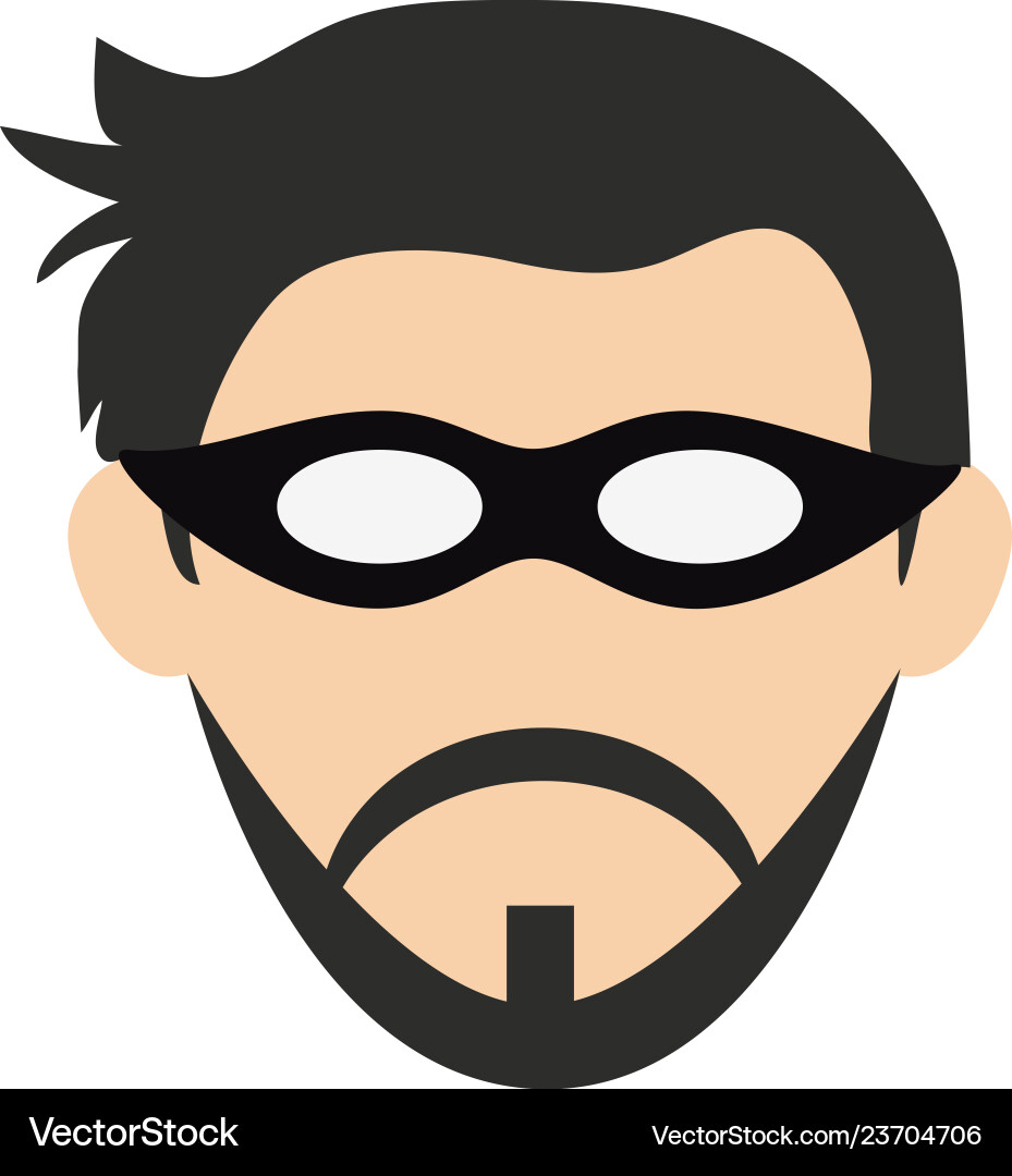 Man face with mask and beard head Man face with mask and beard head vector image