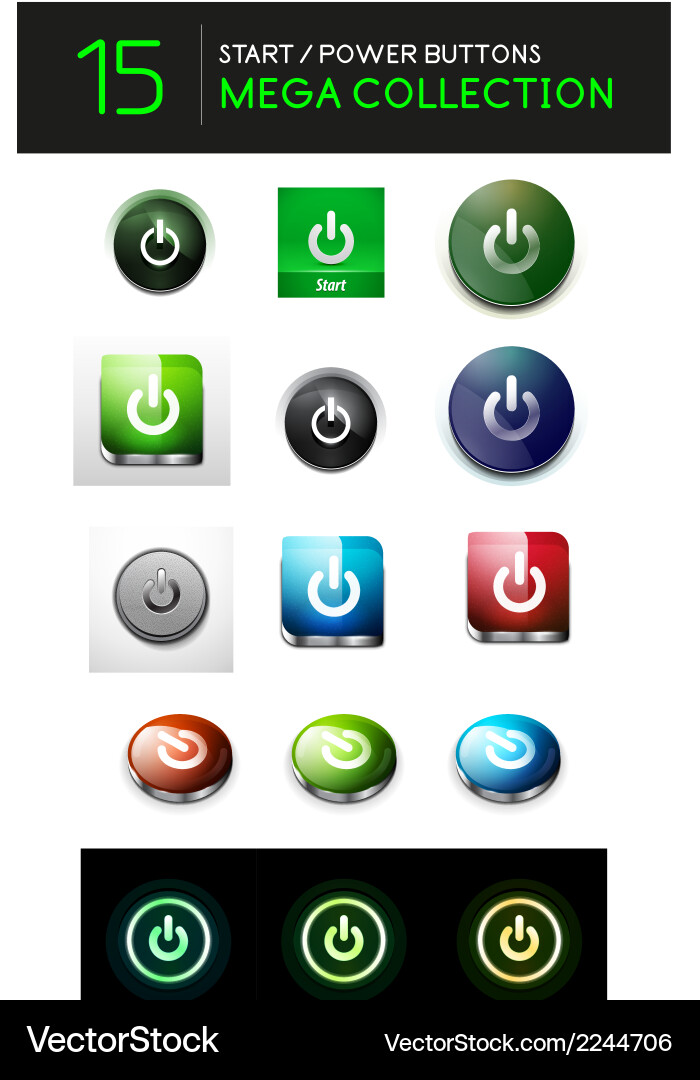Mega set of abstract power buttons Vector Image