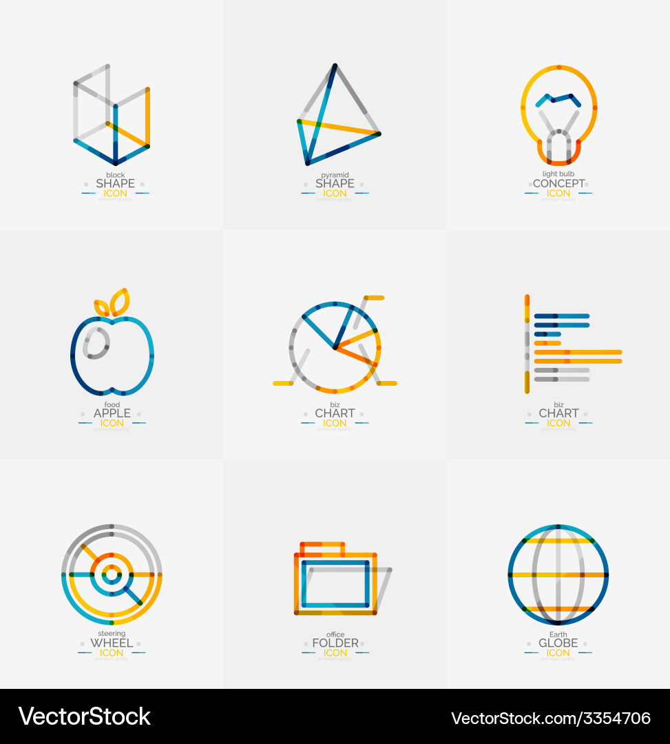 Minimal thin line design web icon set vector image