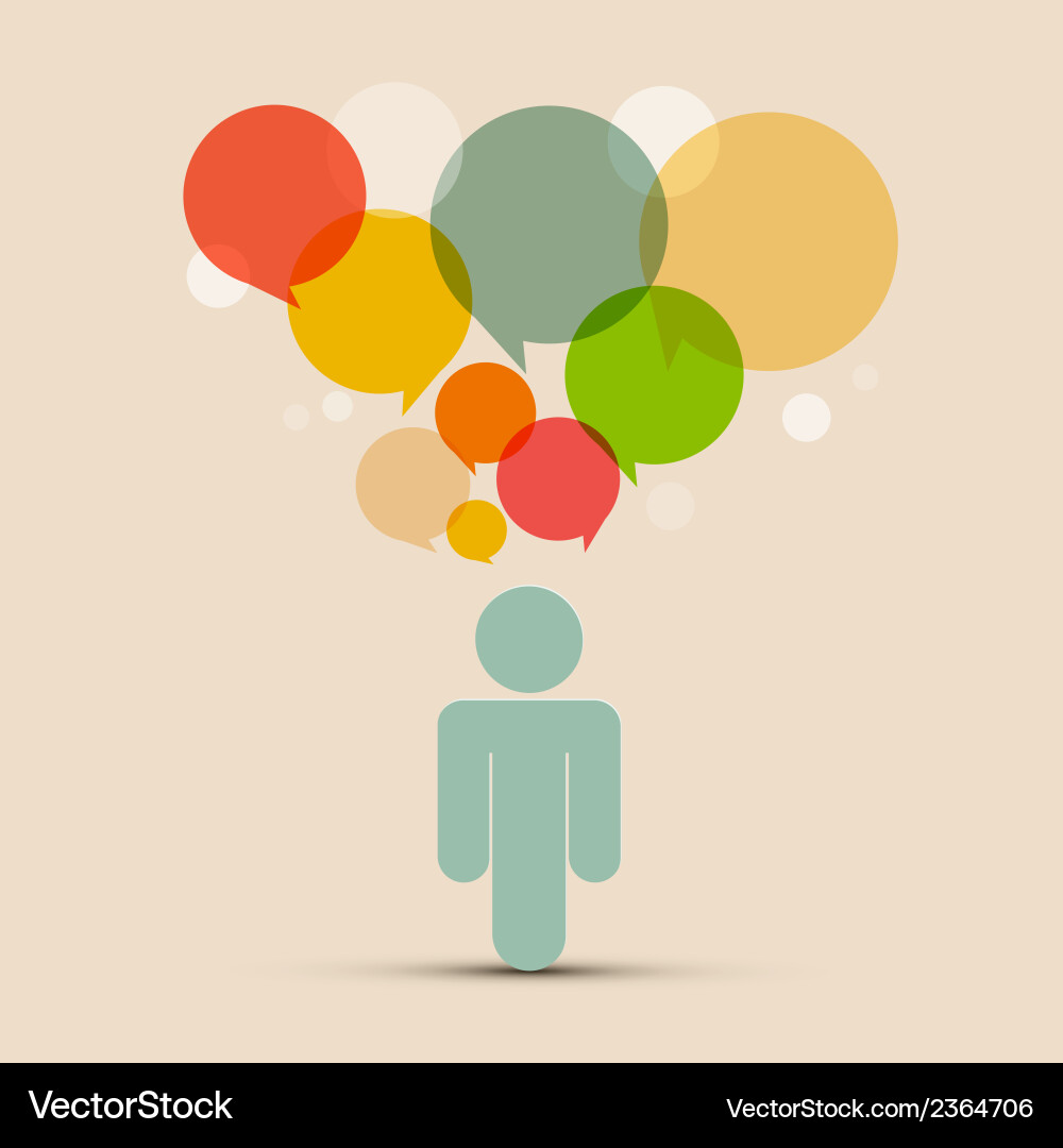 Paper man with empty speech bubbles vector image