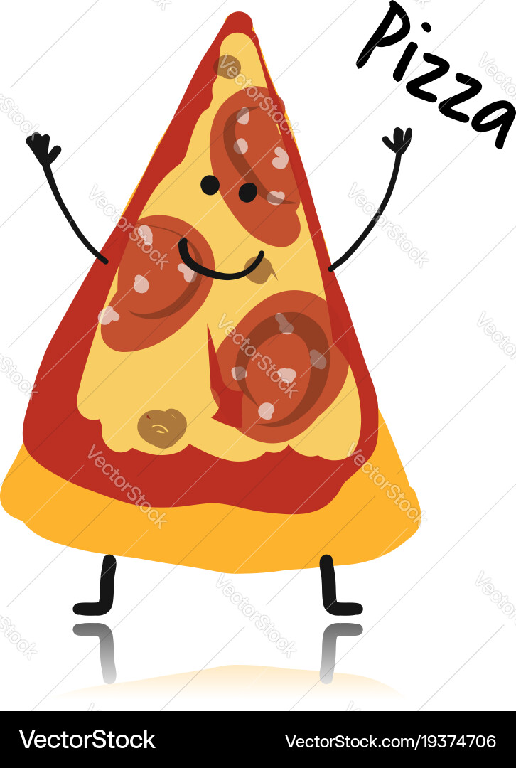 Pizza slice character sketch for your design vector image