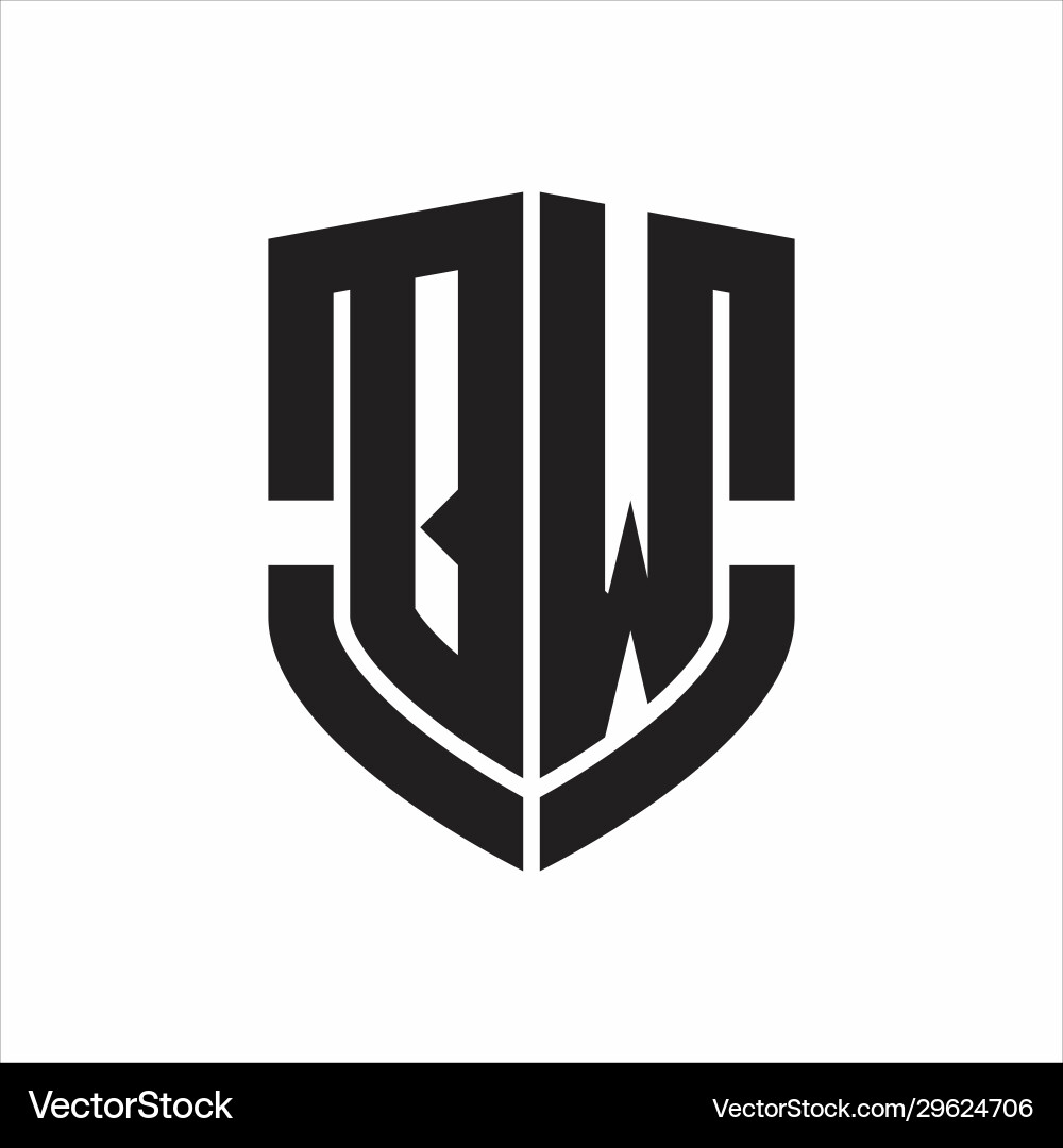 Qw logo monogram with emblem shield shape design Vector Image