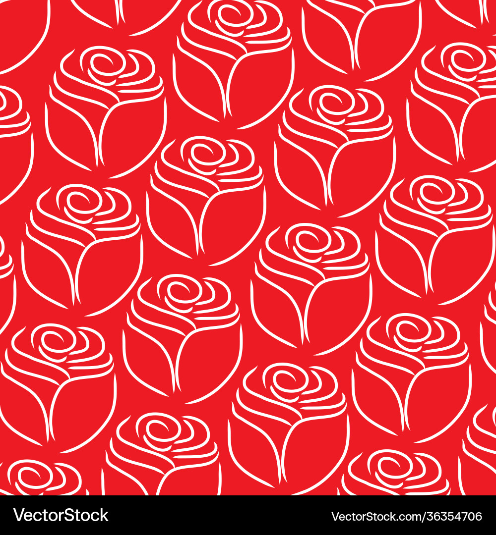 Rose line pattern on white background Vector Image