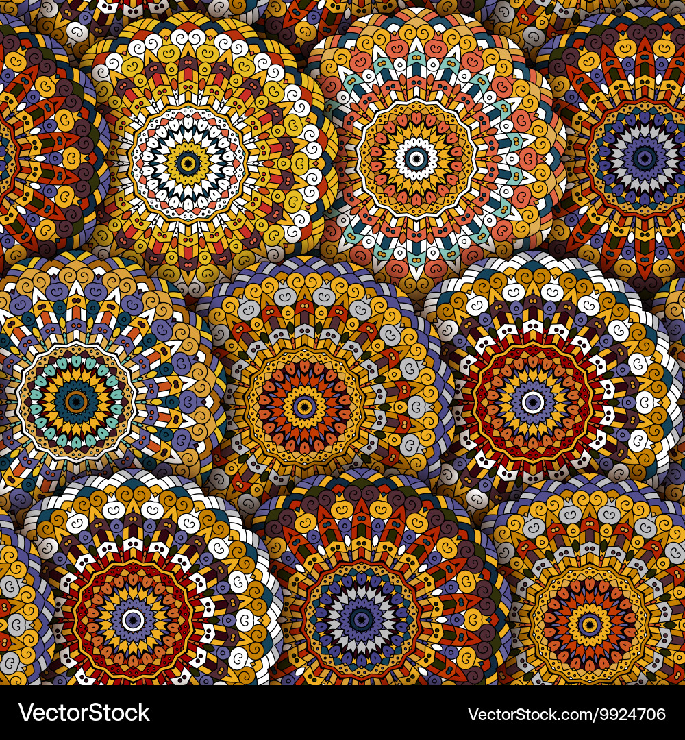 Seamless round pattern for printing on fabric Vector Image