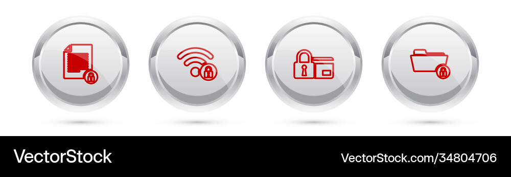 Set line document and lock wifi locked credit Set line document and lock wifi locked credit vector image