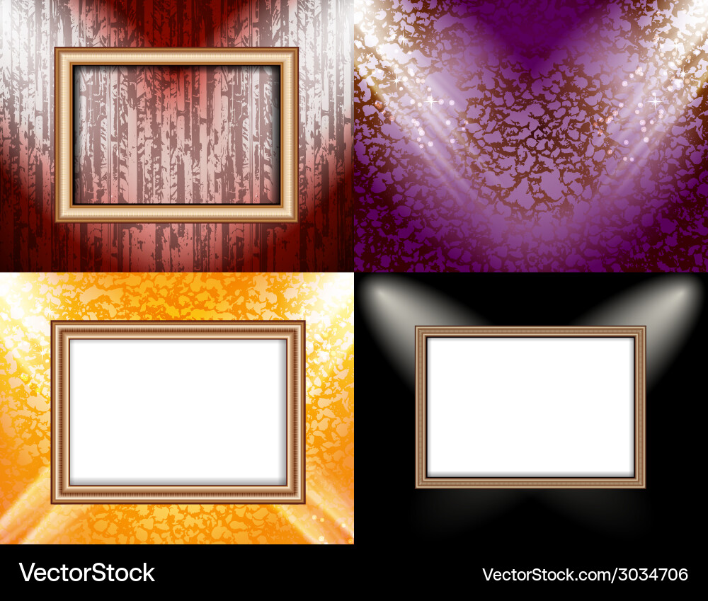 Set of background with frames and spotlights vector image