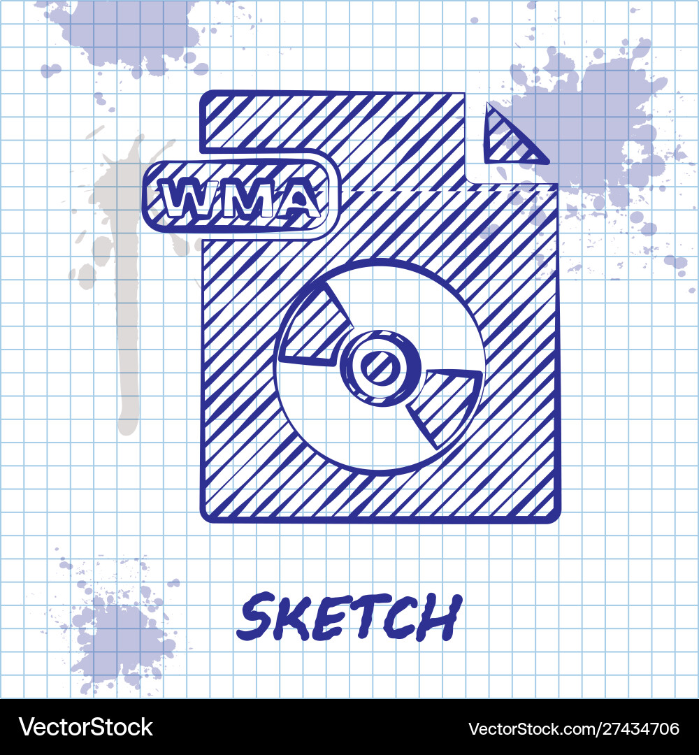 Sketch line wma file document download button Sketch line wma file document download button vector image