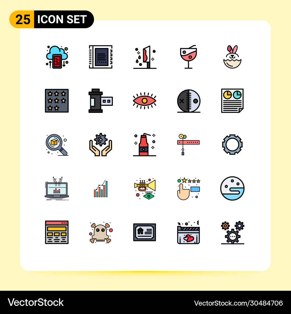 User interface pack 25 basic filled line flat Vector Image