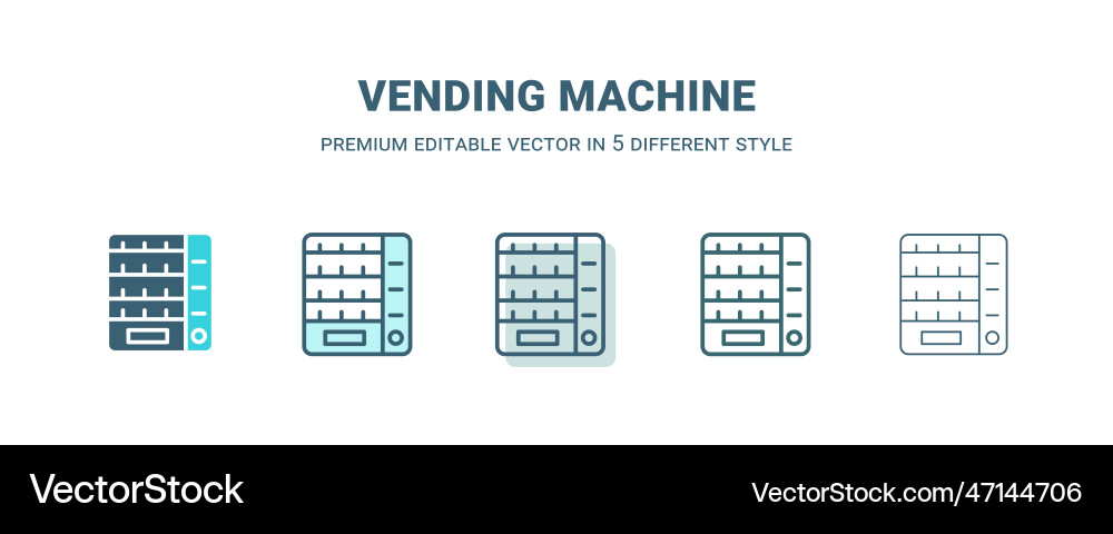 Vending machine icon in 5 different style outline Vector Image