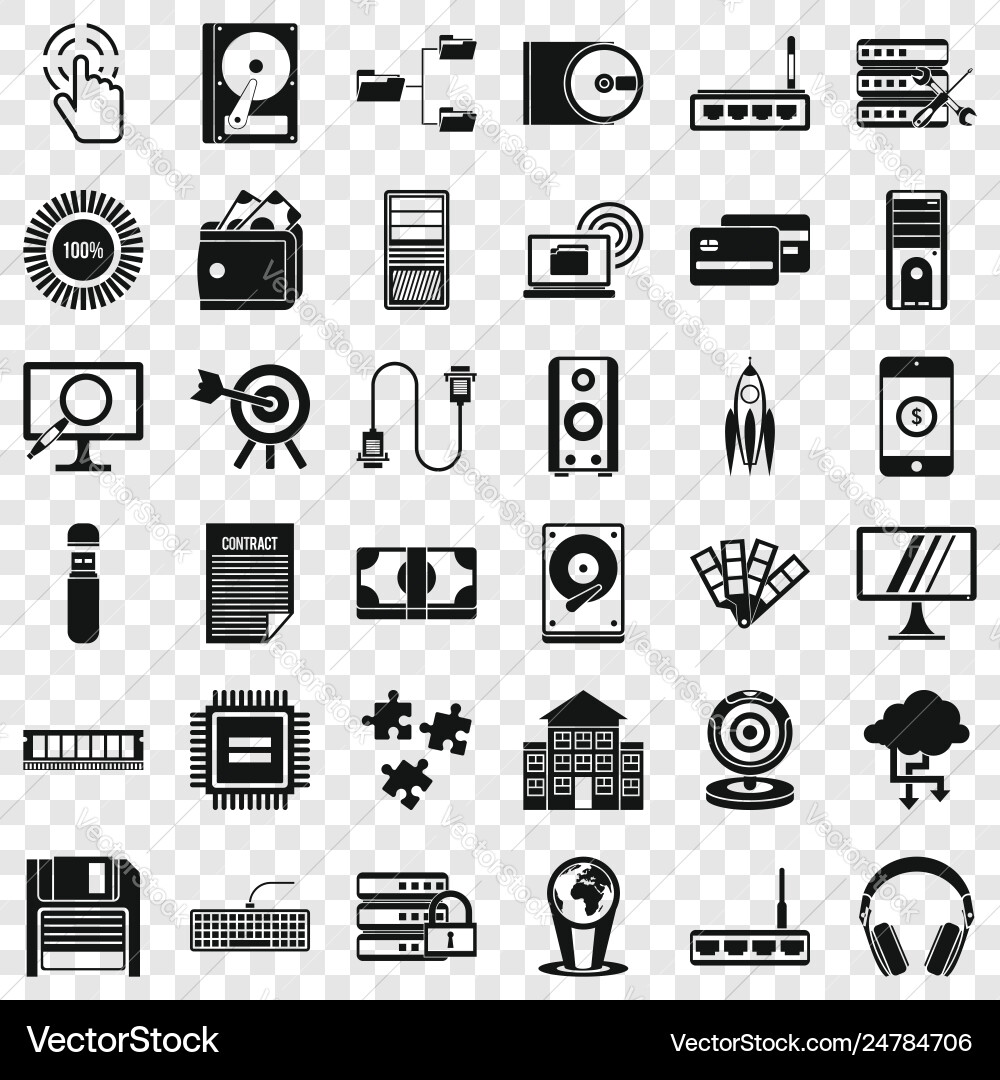 Web extension icons set simple style Web extension icons set simple style vector image