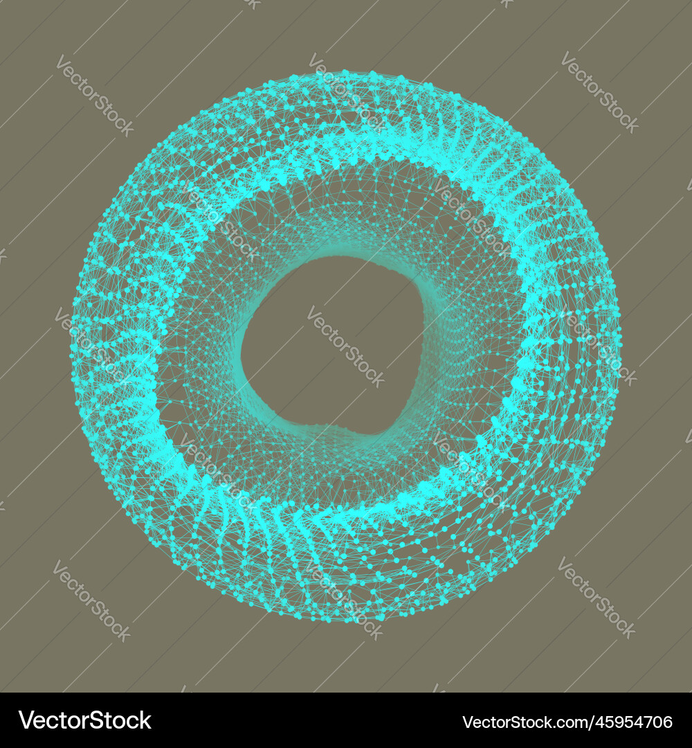Wireframe object with lines and dots abstract 3d Vector Image