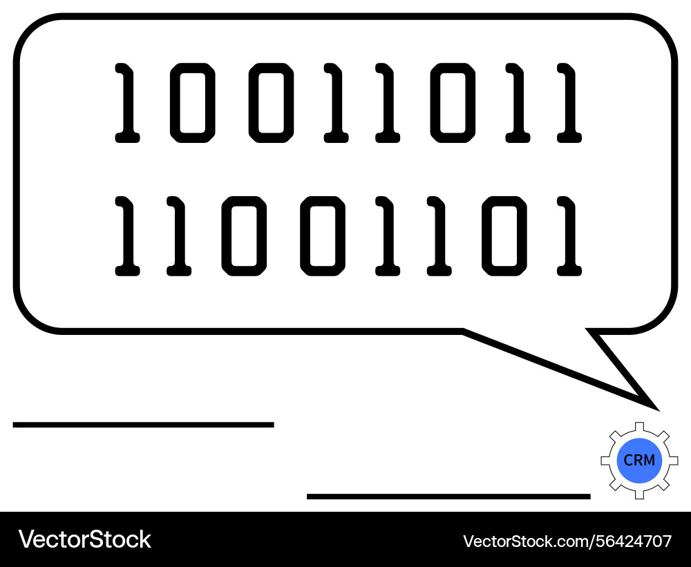 Binary code speech bubble highlighting crm concept Vector Image