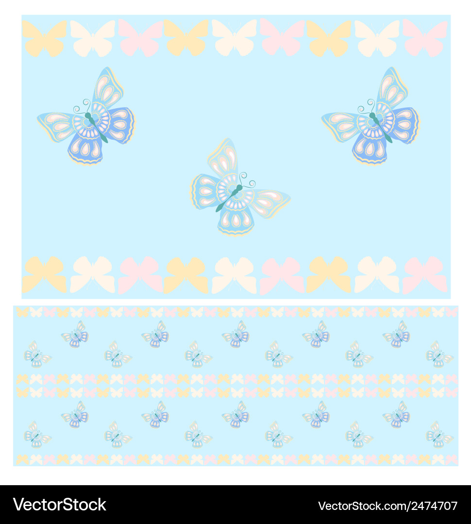 Blue butterflies seamless pattern Royalty Free Vector Image