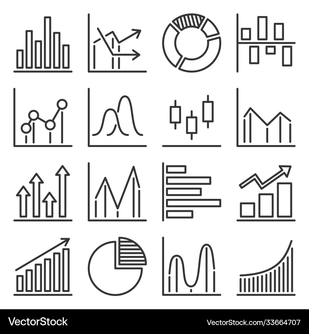 Diagram & Graphs Icons Collection Vector Image