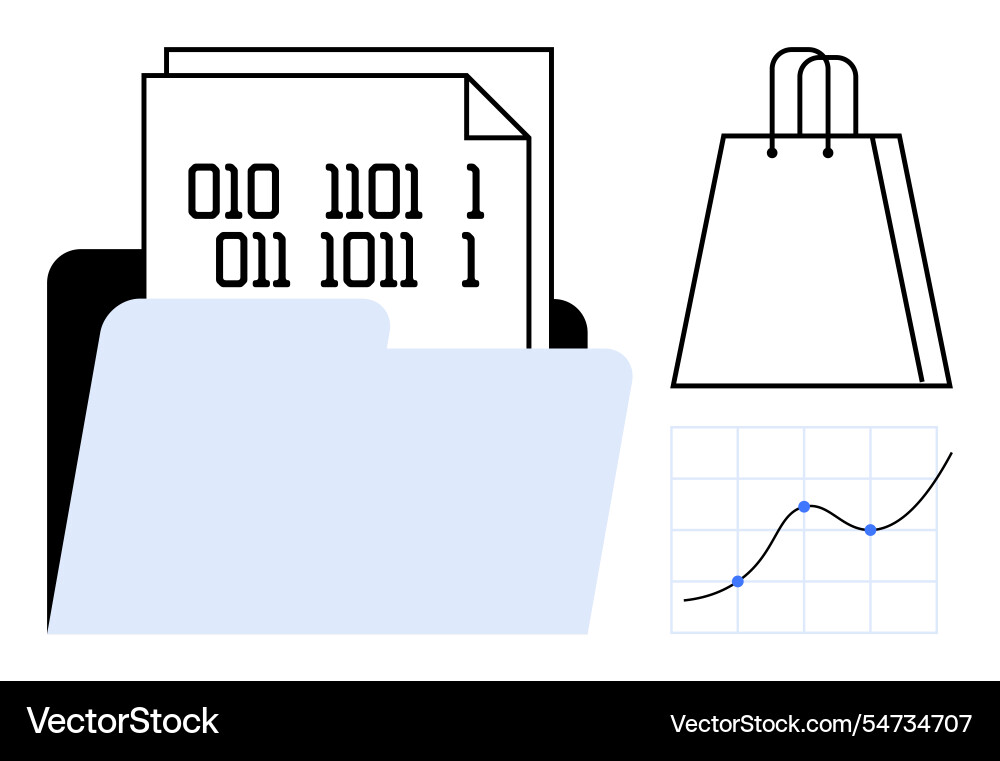Digital data management with folder binary Digital data management with folder binary Vector Image