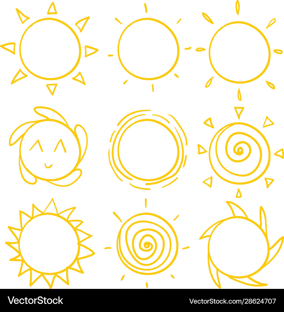 Doodle sun with handddrawn cartoon style Doodle sun with handddrawn cartoon style vector image