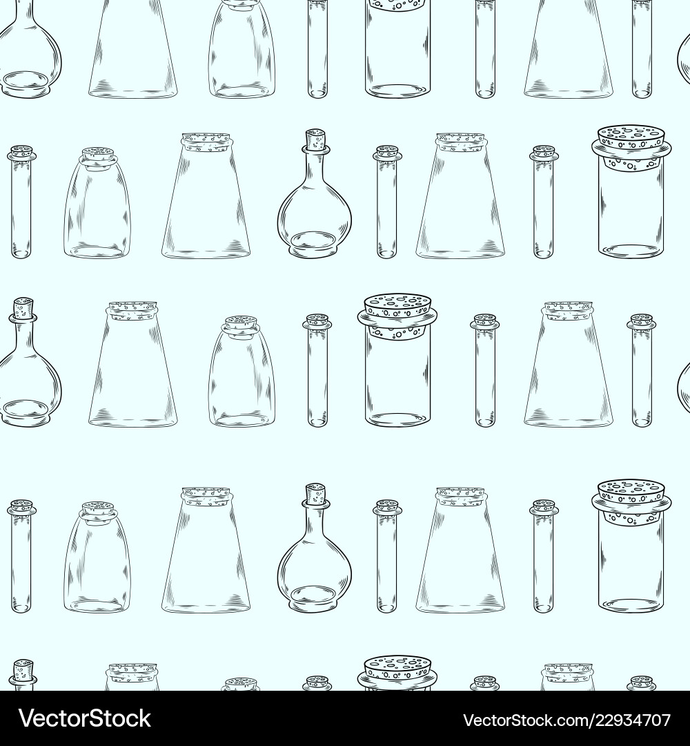 Empty bottles in a row seamless pattern Vector Image