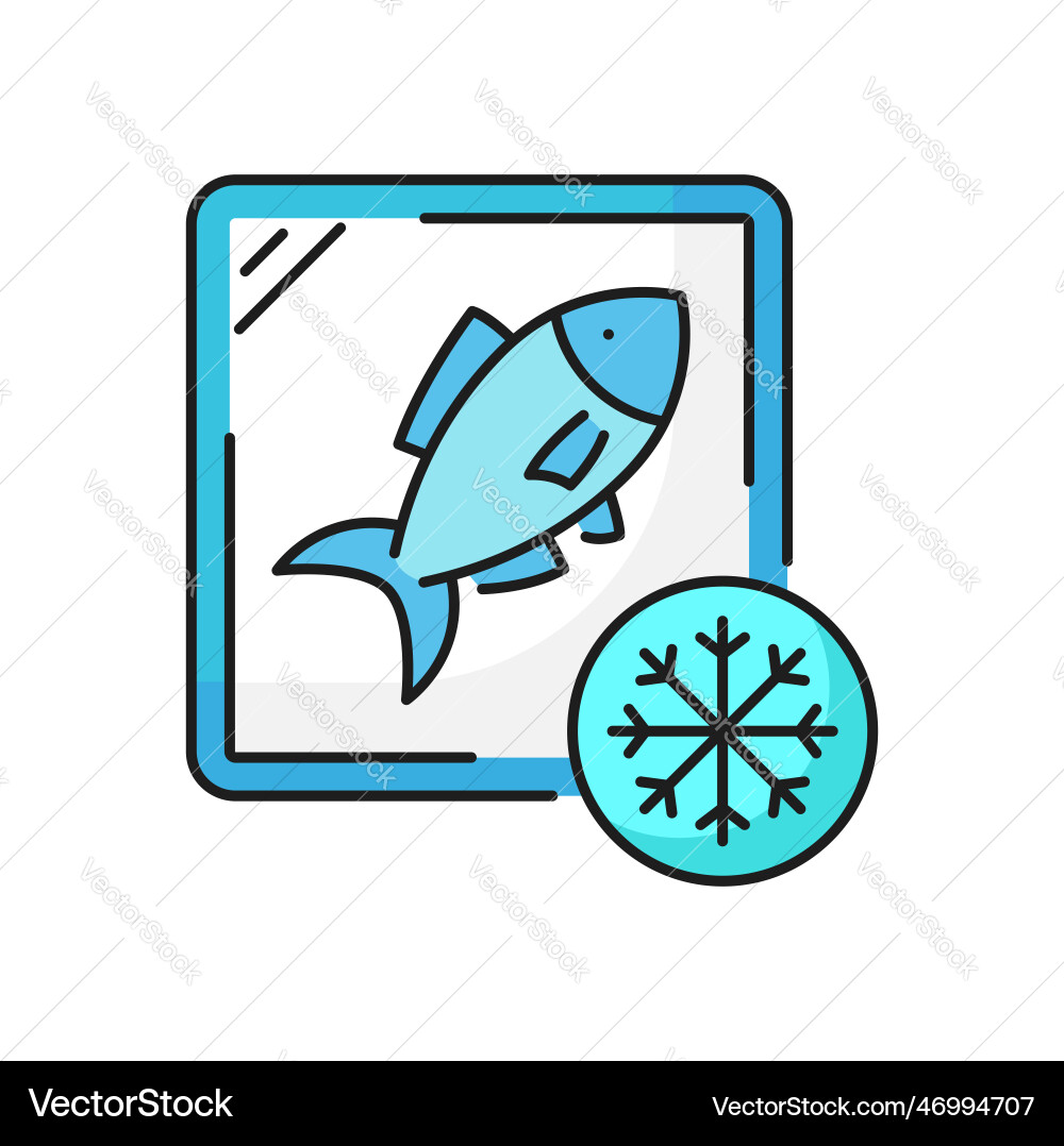 Fishing industry frozen fish thermal bag line icon Fishing industry frozen fish thermal bag line icon vector image