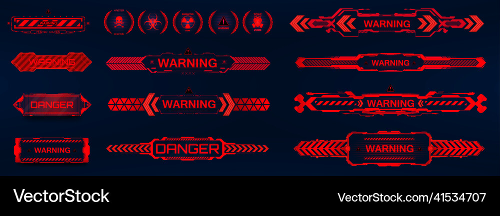 Futuristic warning signs in hud style Futuristic warning signs in hud style vector image