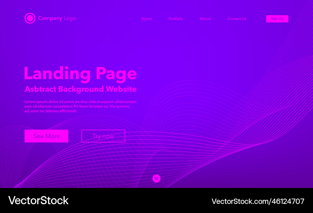 Gradient abstract wave background landing page Gradient abstract wave background landing page vector image