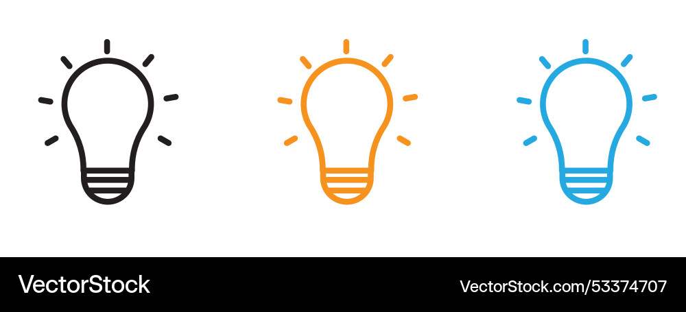 Lightbulb icon thin line set Lightbulb icon thin line set Vector Image