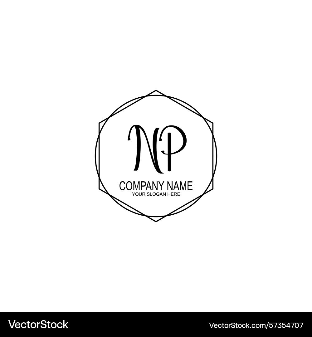 Minimalist handwritten np initial logos with soft Vector Image