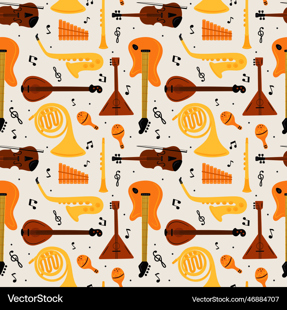 Musical Instruments Pattern Vector Image