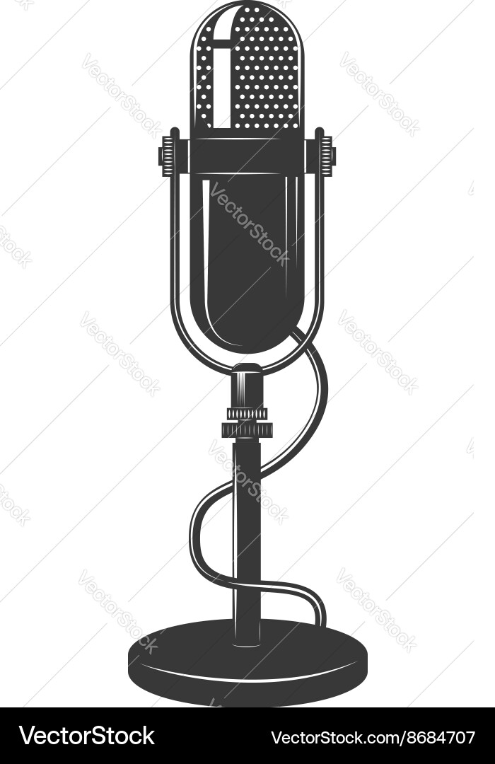 Retro monochrome microphone icon Royalty Free Vector Image
