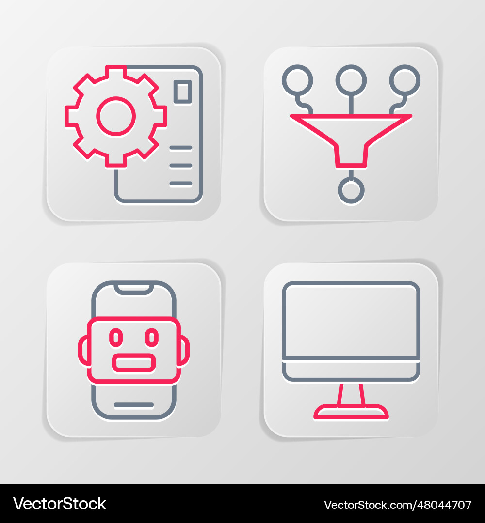 Set line computer monitor chat bot funnel filter Set line computer monitor chat bot funnel filter vector image