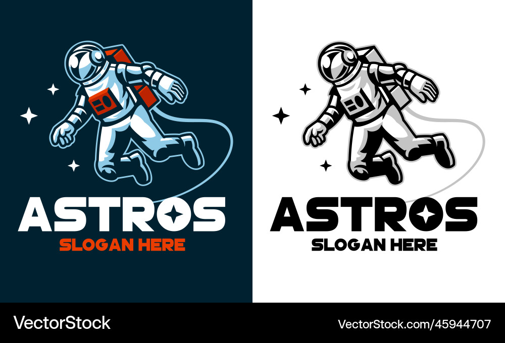 Set logo style design of astronaut floating Set logo style design of astronaut floating vector image