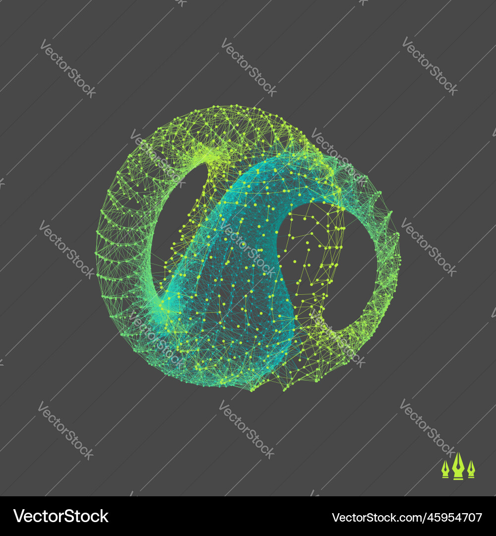 Wireframe object with lines and dots abstract 3d Wireframe object with lines and dots abstract 3d Vector Image