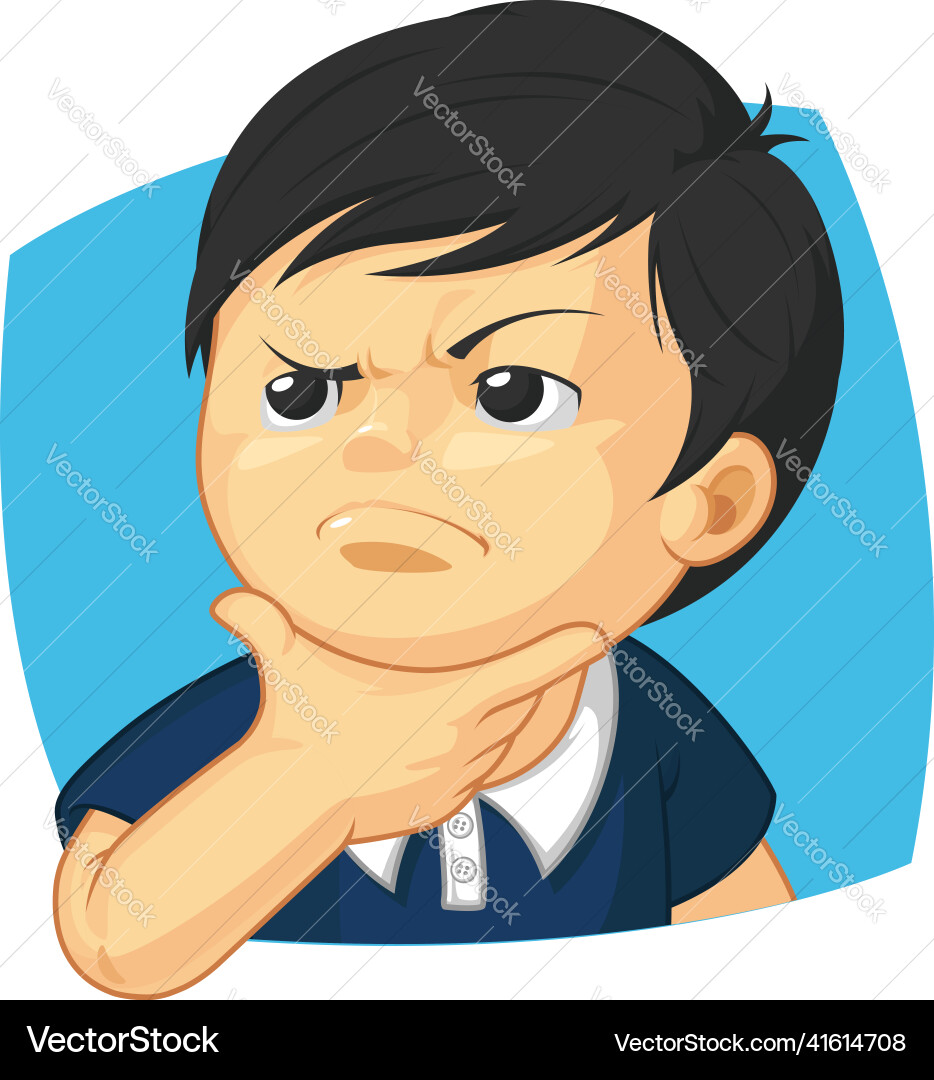 Boy thinking wondering calculating considering vector image